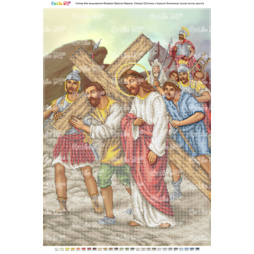 Симон Киринеянин допомагає Ісусові нести хрест ([Стація 05 А2])