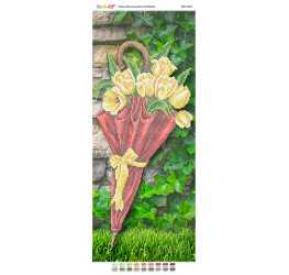 Зонтик с желтыми тюльпанами (част. выш.) ([ПМ 4103])
